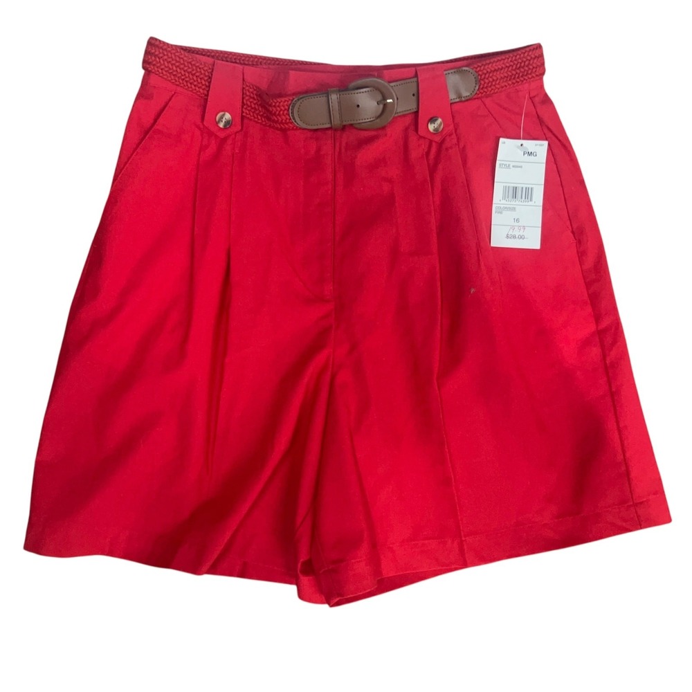Vintage Belted Pleated Shorts Bundle 2 Pc 16 High Rise Preppy Retro NWT Vacation - Picture 11 of 13